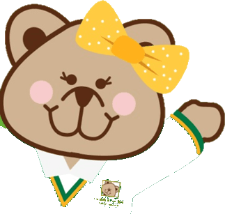 Osita de Golden Valley saludando con el uniforme del colegio